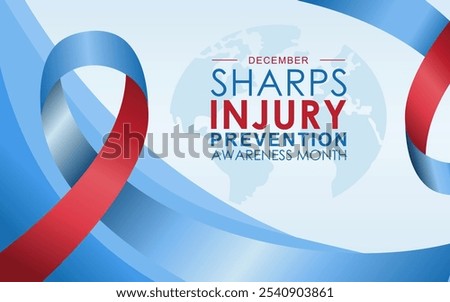 December is International Sharps Injury Prevention Awareness Month background template. Background, banner, card, and poster design template with text inscription.