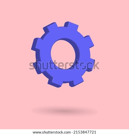 3D setting gear icon icon button with blue and pink background, best for property design images, popular illustration