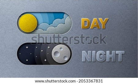 Paper Cut Textured Paper Day and Night Buttons Background Сток-фото © 
