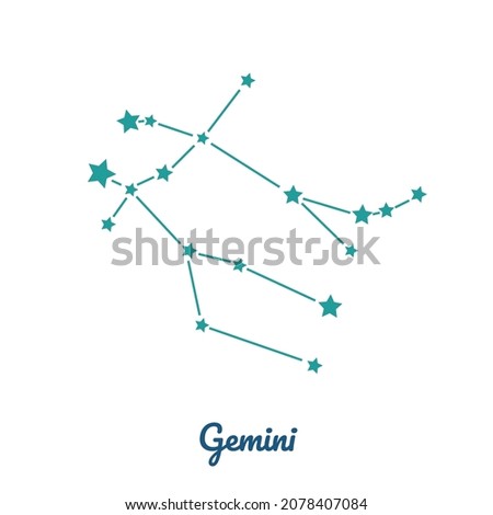 Gemini or twins, zodiac constellation, 88 constellations