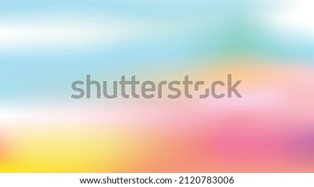 Abstract background, Morning sky rainbow color in spring. Soft sunlight texture Blue Yellow Green Orange Pink gradient mesh in on sky. Concept season fun for poster banner web. Vector illustration art