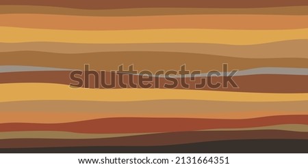 Abstract background autumn color, Rammed-earth soil tones layer brown. Striped hand-drawn pattern horizontal flow. Backdrop wave ripple, wood brown orange-yellow grey-black Vector background warm fall