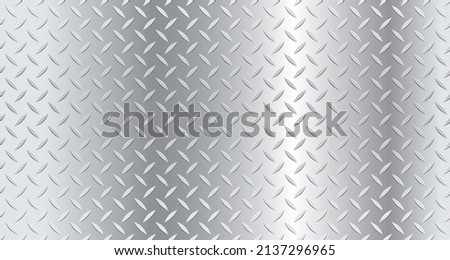 Steel diamond plate, metal flooring seamless pattern background. Iron texture gradient background, diamond embossed abstract, material steel stainless industry, aluminum grid floor walkway. Vector 