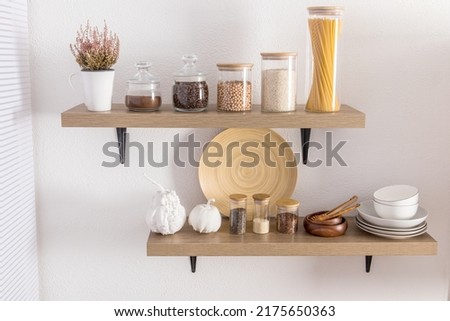 Similar – Image, Stock Photo filled storage jars on the shelf