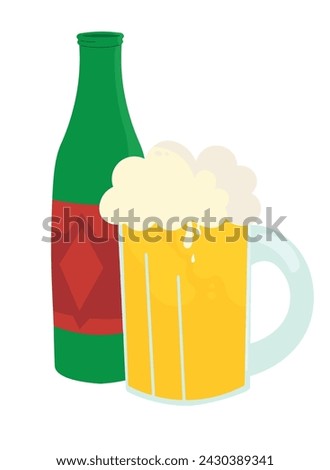 vector illustration of beer mug and bottle