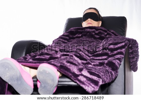 Girl sleeping on a couch.