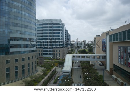 BANGALORE, INDIA - AUG 14: Skyline of International Tech Park on August 14, 2011 in Bangalore, India. The park, equipped with modern facilities, offer offices to many international companies.