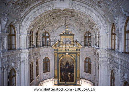 MUNICH, GERMANY - OCT 17: Interior of church in Residence museum on October 17, 2013 in Munich, Germany. The Residence is the former royal palace of the Bavarian monarchs.