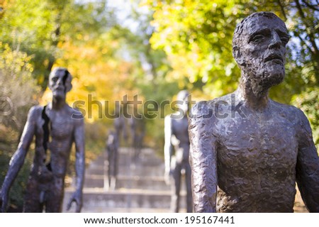 PRAGUE, CZECH REPUBLIC - OCT 24: The memorial to the victims of communism in Prague on October 24, 2013 in Prague, Czech Republic. It symbolizes how political prisoners were prosecuted by Communists.