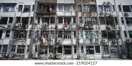 HONG KONG - AUG 29: The residential buildings in Sai Kung old town, Hong Kong on August 29 2014. Sai Kung is a great leisure area providing a lot of outdoor activities.