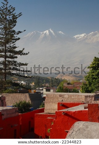 Red houses and Volcano