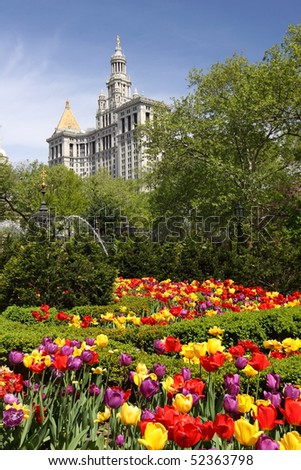 New York downtown in Spring