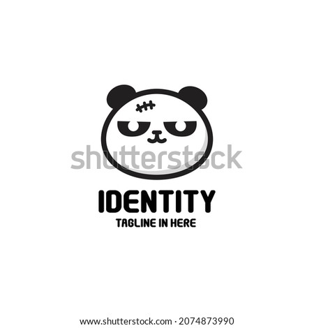 Cute badas panda head logo tamplate illustration or icon