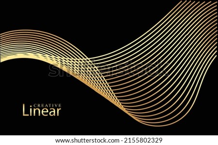 Black and gold luxury background. Abstract geometric style with curved guilloche lines. Space for text and logo. Modern minimal pattern for business, events, presentations.