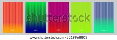 Cover set of abstract fluorescent. Vertical stripes with contrasting colors. Geometric texture, halftone pattern, satured colors. Modern design, vivid color vector template.