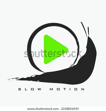 Slow motion video logo. Modern snail design, with brush stroke line art. Minimalist style.