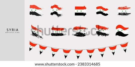 Syrian flag. Brushed stroke graphic design. Syria flag collection.