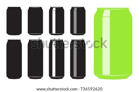 Different iterations of simple vector Soda/Beer Cans. 