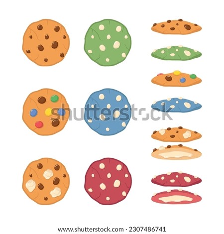 Various delicious cookies with chocochips