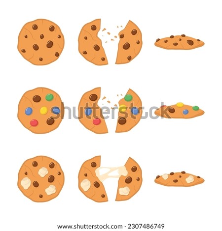 Various delicious cookies with chocochips