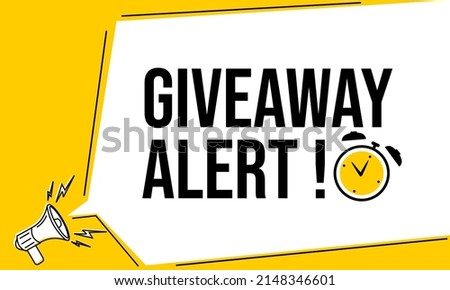 yellow banner with giveaway alert text. flat design for event promotion