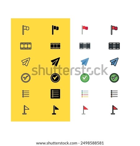 flag, movie, send, check, list, Web and App Icon Set