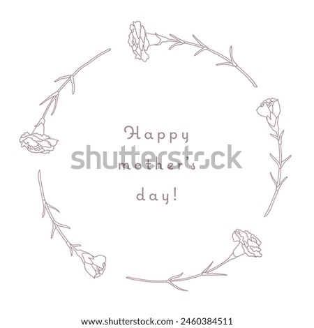 Line drawing of carnation vector illustration circular frame