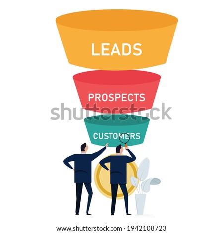 optimize sales funnel businessman analyze improve business conversion marketing from leads to prospects to customers maximize profit