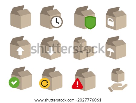 icon set of box cardboard transaction status step prom approved order on process rejected delivery received 
