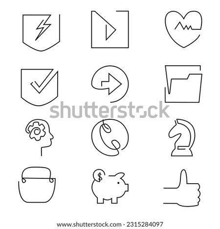 Icon thunderbolt video checklist approved right arrow folder document head gear communication chess drawing one line graphic