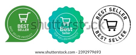 Best seller green gradient rubber stamp label emblem sticker tag symbol shopping cart popular product 