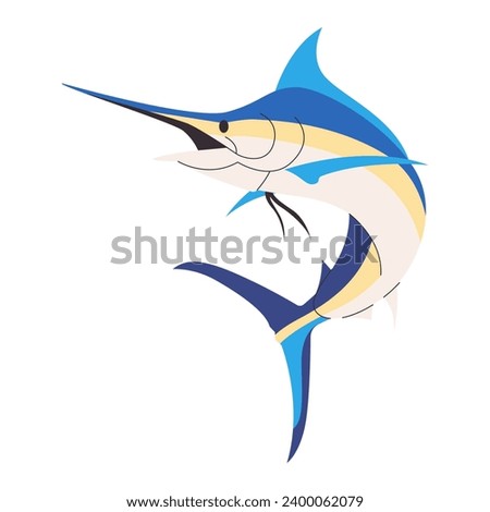 swordfish or blue marlin fish wild nature ocean big and sharp animal with jumping pose sea creature
