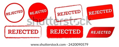 rejected red circle and square stamp label sign refuse fail wrong negative decision