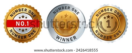 Number one gold circle seal emblem badge ranking winner 1st winner first good excellent award