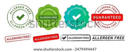 stamp and seal badge allergen free label sticker sign for healthy food product