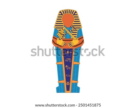 Pharaoh sarcophagus mummification mummified death body King Tut Tutankhamun burial ancient Egypt history design illustration