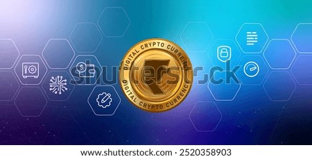 Indian rupee crypto digital currency money blockchain coin illustration financial technology