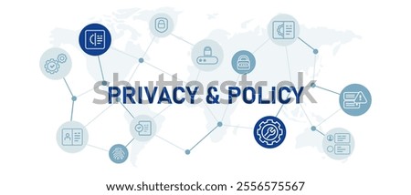 Privacy and policy icon set defense system internet protection safety private database encryption password padlock computer security design outline collection