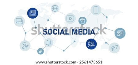 Social media web header connected with icon communication messaging notifications symbol company communication