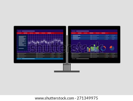 dual monitor stocks trading two terminal
