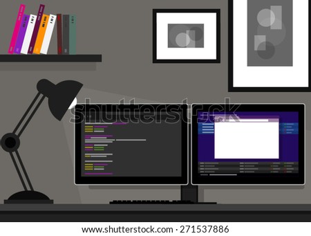 coding programming dual monitor web development