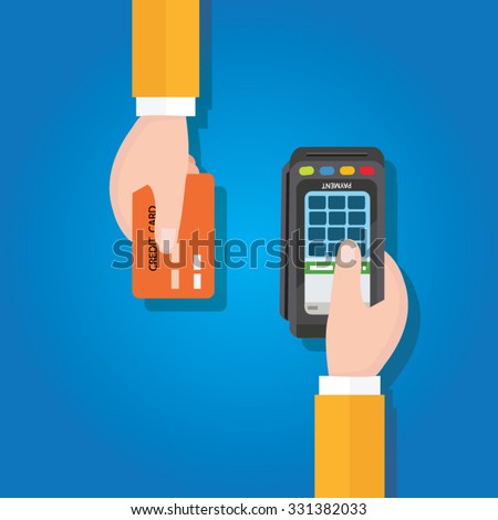 pay merchant hands credit card flat vector illustration payment edc electronic data capture transaction point of sales pos