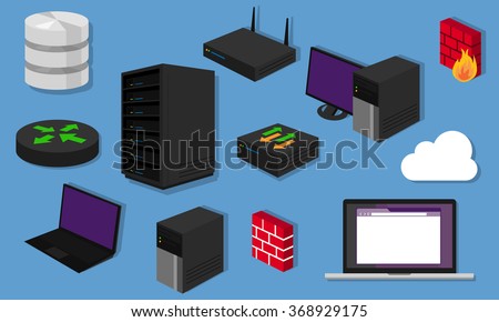 network topology LAN objects icon design router server networking hardware router switch