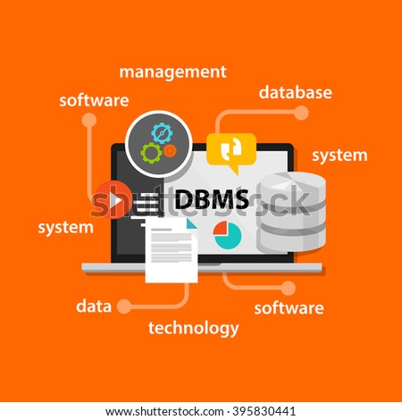 dbms database management system concept computer data symbol vector illustration concept