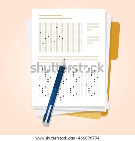 exams quiz test paper with pencil multiple choice
