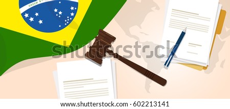 Brazil law constitution legal judgment justice legislation trial concept using flag gavel paper and pen vector