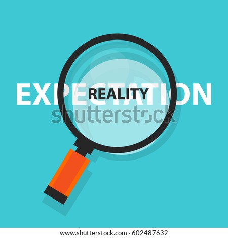 expectation vs reality concept business analysis magnifying glass symbol Stock foto © 