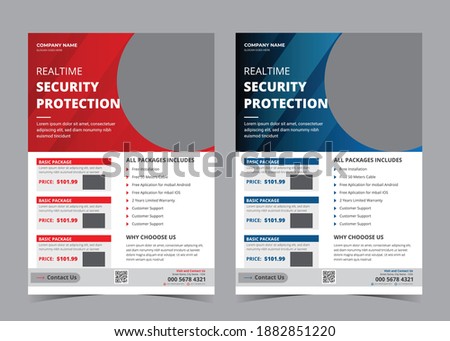 Realtime security system protection flyer, a4, vector