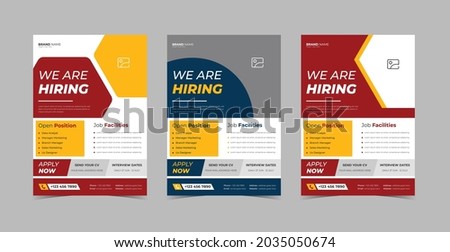 We are hiring flyer design template bundle. Hiring employee poster leaflet design bundle template. Flyer design 3 in 1 template bundle
