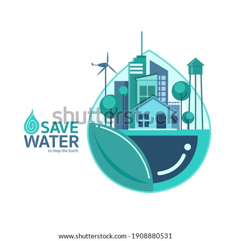 Save Water to Help the World Vector Concept.